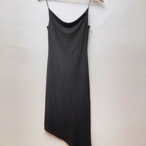 Retro Bodycon Draped Neckline Dress w/ Asymmetrical Hem